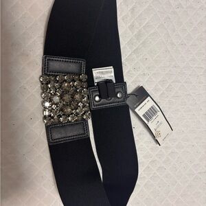BCBG Black Decorative Belt with Metal Centerpiece